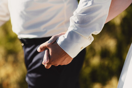 beautiful embraces of the bride and groomの写真素材