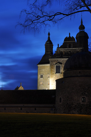 The renaissance castle of Vadstena in Sweden by night.の写真素材
