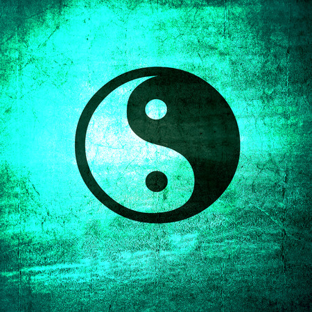 Yin yang symbol in aqua water color.の写真素材