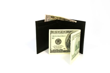 wallet with dollars isolated on white background