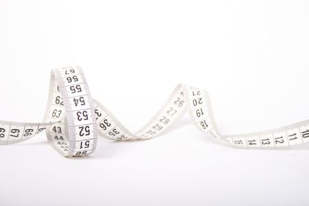 Tape measure on white backgroundの写真素材