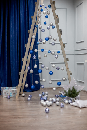 beautiful Christmas interior blue colorsの写真素材