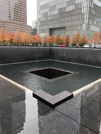 New York City, United States - November 5. National September 11 Memorial commemorating the terrorist attacks on the World Trade Centerのeditorial素材