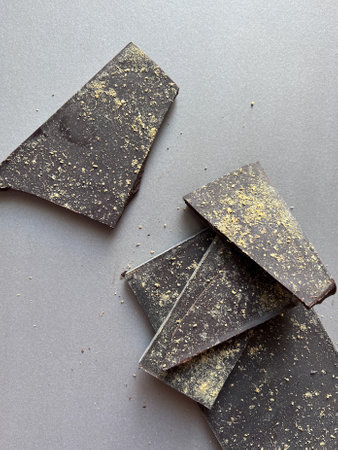 The chunks of broken chocolate