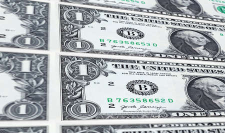 Close up of a one dollar banknote. Macro photography of 1 US dollar banknote. US dollar is the world...