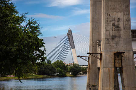 Beside the unfinished railway bridge in the artificially grown city of Putrajaya, Selangor, In the...