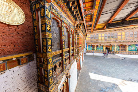 Bhutan - October 24, 2021: Inside Punakha Dzong in Bhutan. Punakha Dzong Monastery, one of the largest monasteries in Asia. The delicate decoration inside of punakha dzong, Bhutan. traditionalのeditorial素材