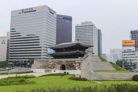 Seoul, South Korea - July 26, 2020 - Paldalmun Gate is the southern gate of Hwaseong Fortress. The...