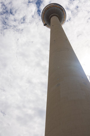 Berlin, Germany - June 29, 2022: The TV Tower or Fernsehturm at the Alexanderplatz, former city center of east Berlin. TV tower is the highest or tallest building in Germany. Icon of Berlin skylineのeditorial素材