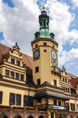 Leipzig, Germany - July 02, 2022: The old town hall or city hall on a sunny day. Due to the use of...