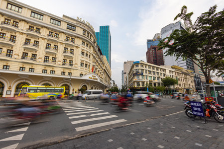 Ho Chi Minh City, Vietnam - November 07, 2022: Street view or cityscape of the Vietnamese metropolis...