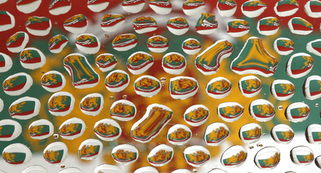 Bulgaria flag seen in water dropsの写真素材