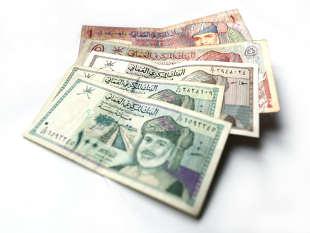 Omani rial or riyal currency on white backgroundの写真素材
