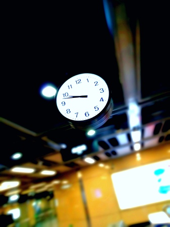 A clock in a railway stationの写真素材