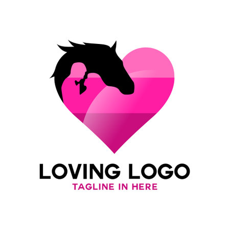 The love logo with the characters of a horse and a pair of lovers inside, a little touch of gradation so that the logo looks more modern...のイラスト素材