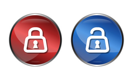 Locked and unlocked padlock icons commonly used in apps and web...のイラスト素材