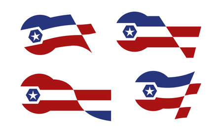 The American flag logo with a combination of shapes resembling a wrench, is good for company logos engaged in the automotive sector or the like...のイラスト素材