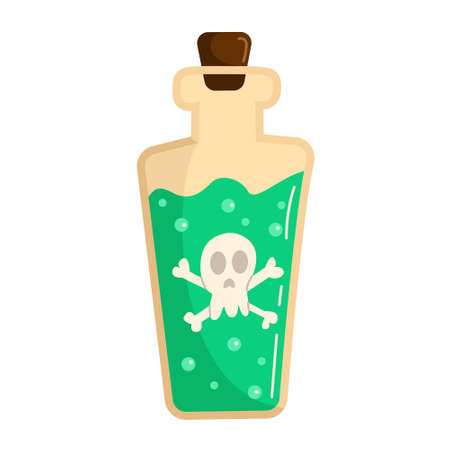 Poison bottle with skull in flat styleのイラスト素材