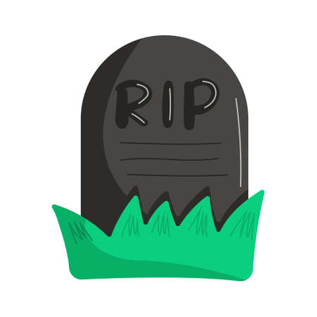 Gravestone in grass in flat styleのイラスト素材