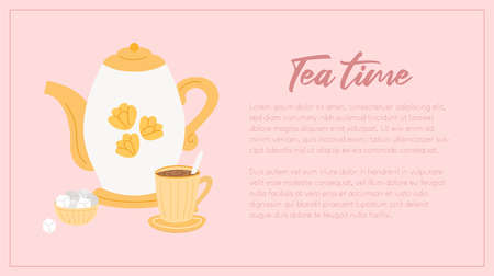 Tea time web banner templateのイラスト素材