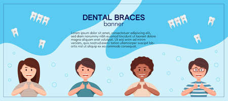 Dental braces banner template with teensのイラスト素材