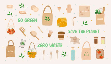 Collection of Zero waste itemsのイラスト素材