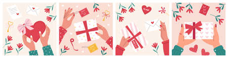 Set of posts for Saint Valentines Day