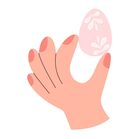 Hand hold easter egg on white backgroundのイラスト素材