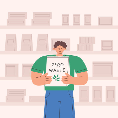 Man with paper bag in shopのイラスト素材