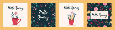 Set of Hello spring templatesのイラスト素材