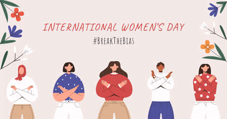 Women stand with crossed armsのイラスト素材