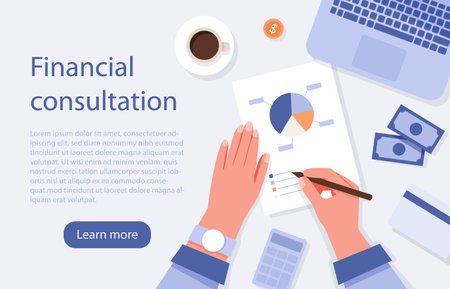 Business analyst is engaged in paper workのイラスト素材