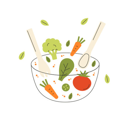 Salad bowl vector illustrationのイラスト素材