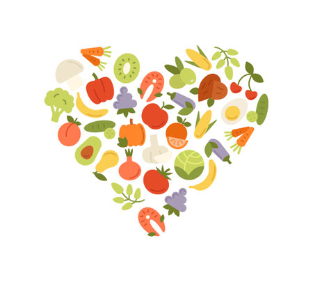 Healthy food in shape of heartのイラスト素材