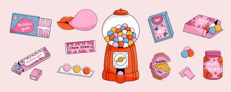 Set of Cartoon bubble gumのイラスト素材