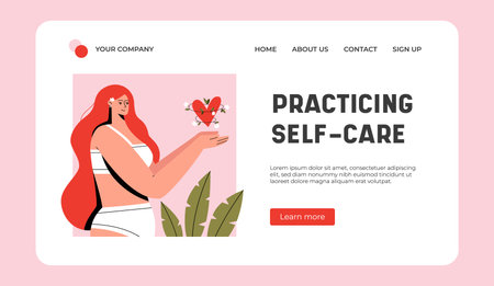 Practicing Self care Landing Pageのイラスト素材