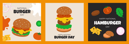 National Burger Day setのイラスト素材