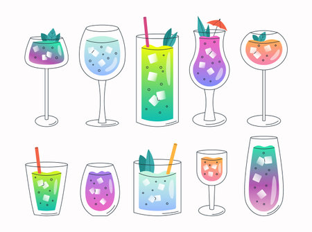 Summer fresh cocktails with gradientのイラスト素材