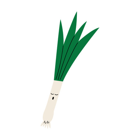 Sleeping green onion characterのイラスト素材