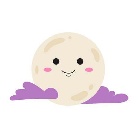 Cute funny halloween moon in the cloudsのイラスト素材