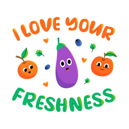 Cute smile food characters for printのイラスト素材