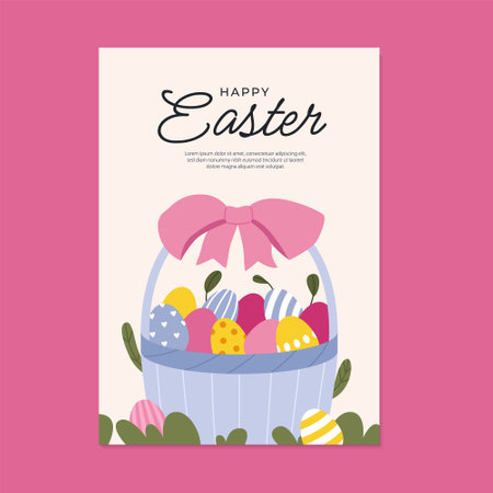 Poster with basket with easter eggsのイラスト素材