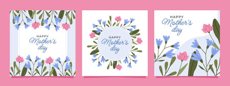 Happy Mothers Day card setのイラスト素材