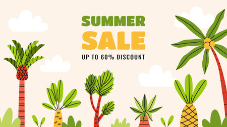 Cute palm trees sale bannerのイラスト素材