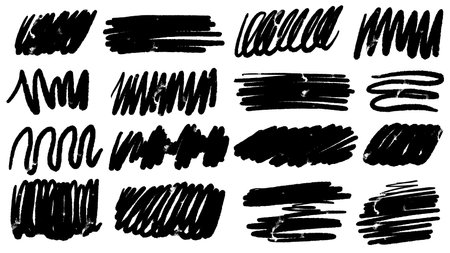 Charcoal bold zigzag lines and scribblesのイラスト素材
