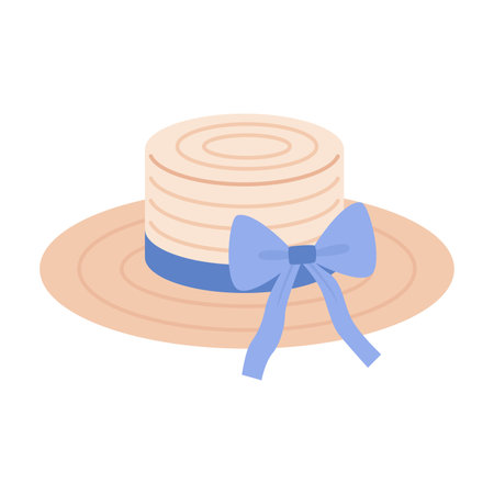 Womens summer hat with bowのイラスト素材