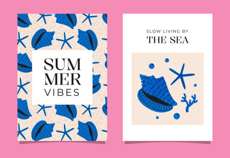 Seashells poster setのイラスト素材