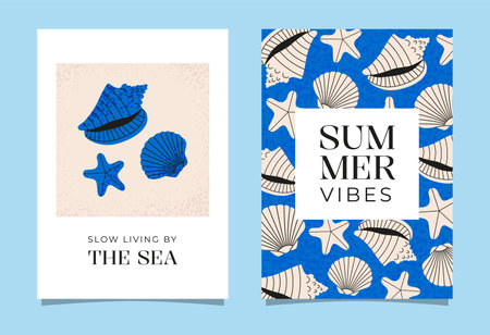 Seashells poster setのイラスト素材