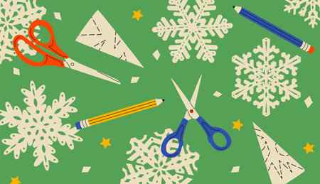 Paper snowflake cutting conceptのイラスト素材