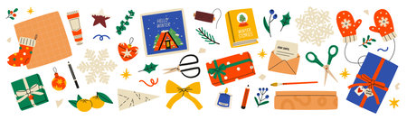 Christmas gifts and objectsのイラスト素材